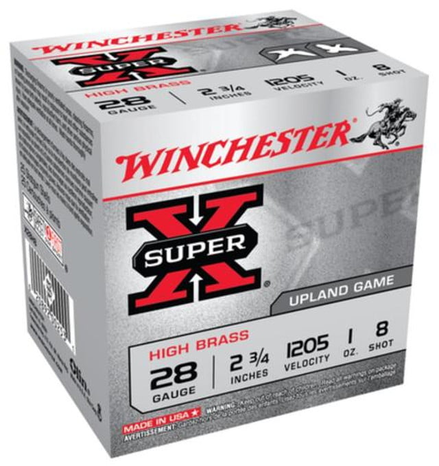 Winchester Super-X High Brass 28 Ga, 2.75", 1oz, 8 Shot, 25rd/Box