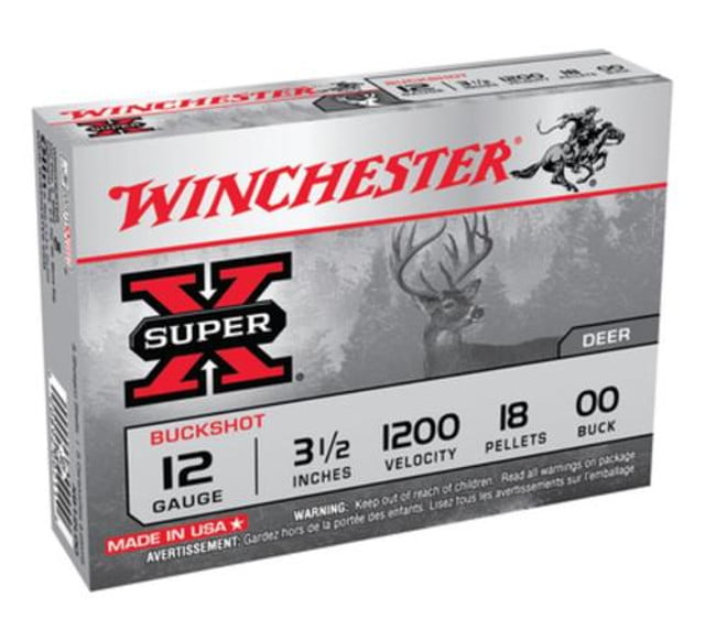 Winchester Super X Buckshot 12 ga 3.5" 18 Pellets 00 Buck Shot 5Box