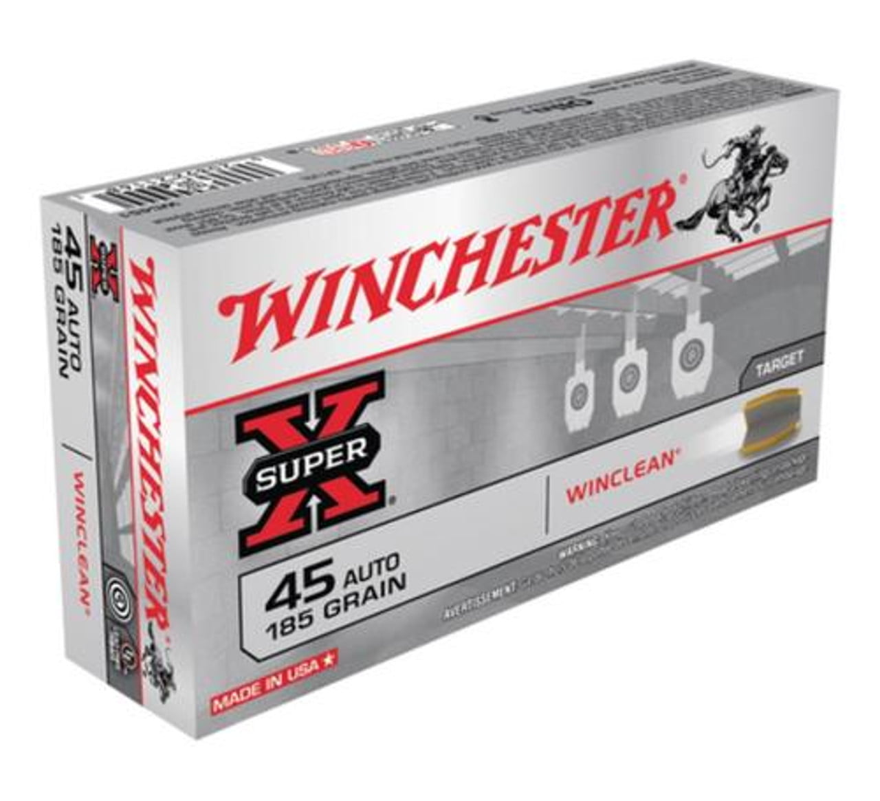Winchester WinClean 45 ACP Brass Enclosed Base 185gr, 50Box/10Case