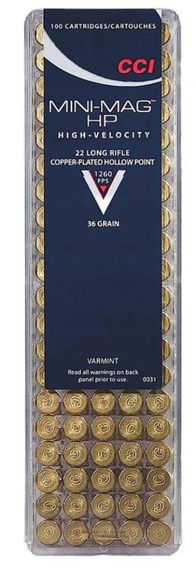 Close× CCI Varmint .22LR 36gr, Copper-Plated Hollow Point, 100rd/Box