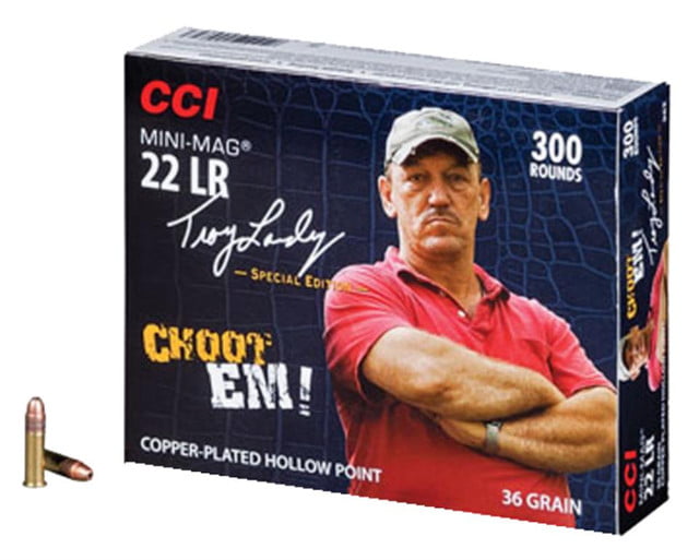 Close× CCI Troy Landry Signature Series Mini-Mag 22 LR 36gr, Copper Plated Hollow Point, 300rd/Box