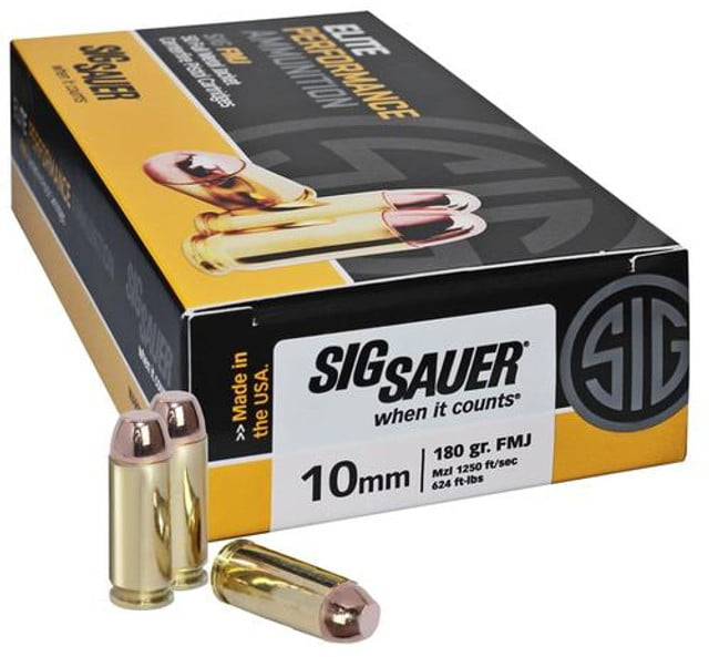 Sig Ammo 10mm 180Gr Elite Ball FMJ 50rd Box