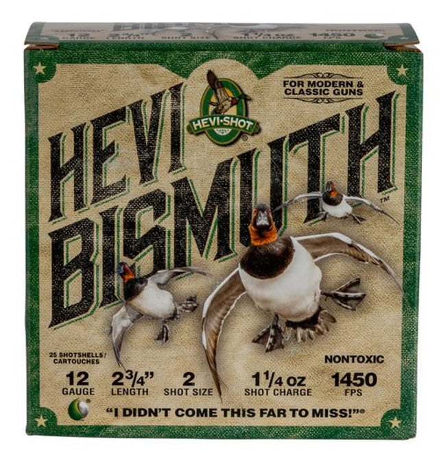 Close× HEVI-Shot Bismuth Waterfowl 12 Ga, 2.75", 2 Shot, 1 1/4oz, 25rd/Box
