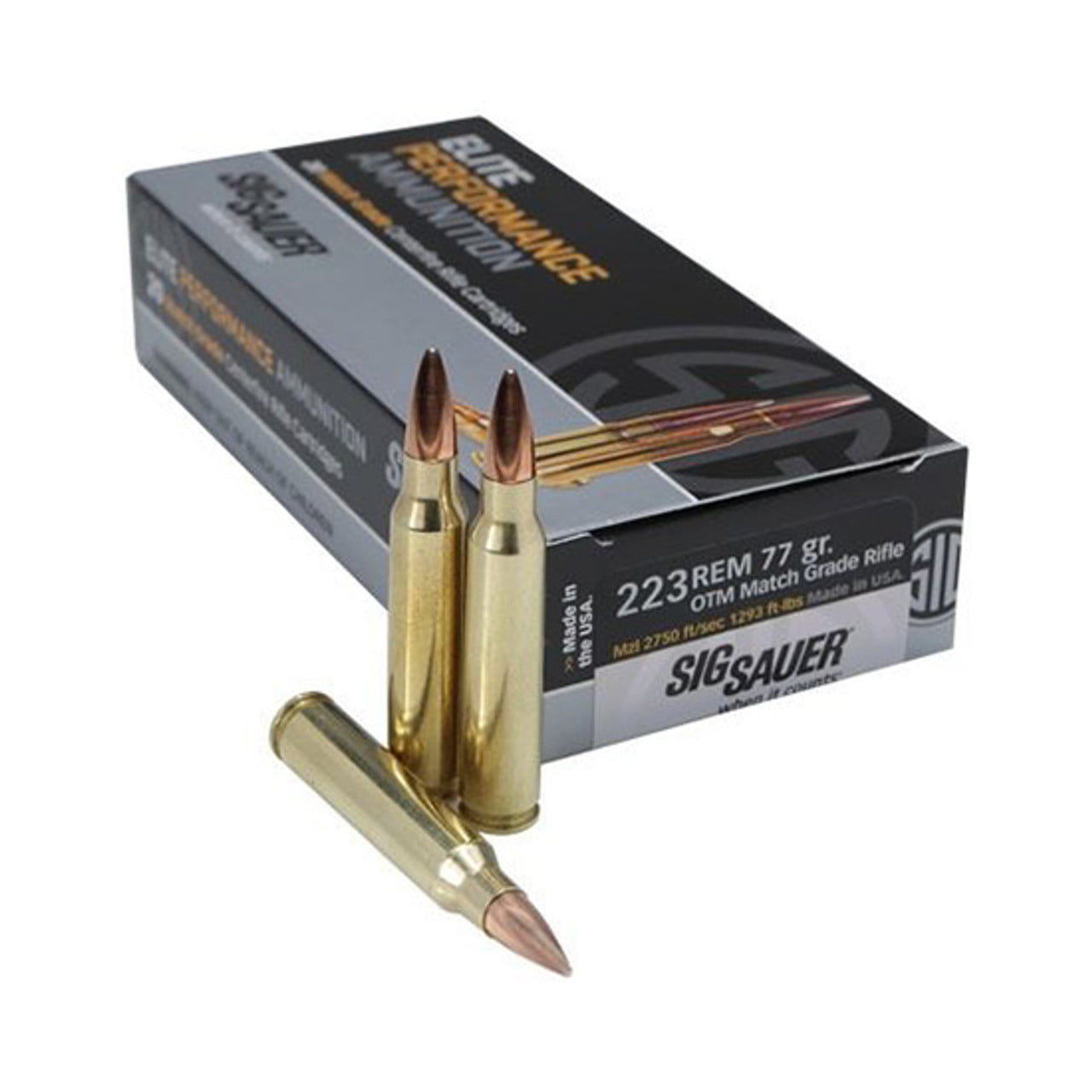 Close× Sig Elite Match Grade, 5.56x45mm NATO, 77gr, Open Tip Match (OTM), 20rd Box