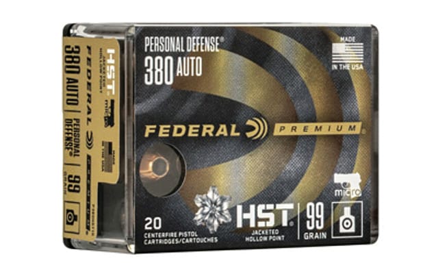Federal Premium Personal Defense .380 ACP, 99gr, Hydra-Shok Deep Hollow Point, 20rd Box