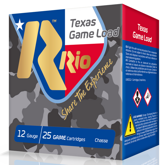 RIO Top Game Texas Game Load High Velocity 12 Ga, 2.75", 1-1/4oz, 7.5 Shot, 25rd Box
