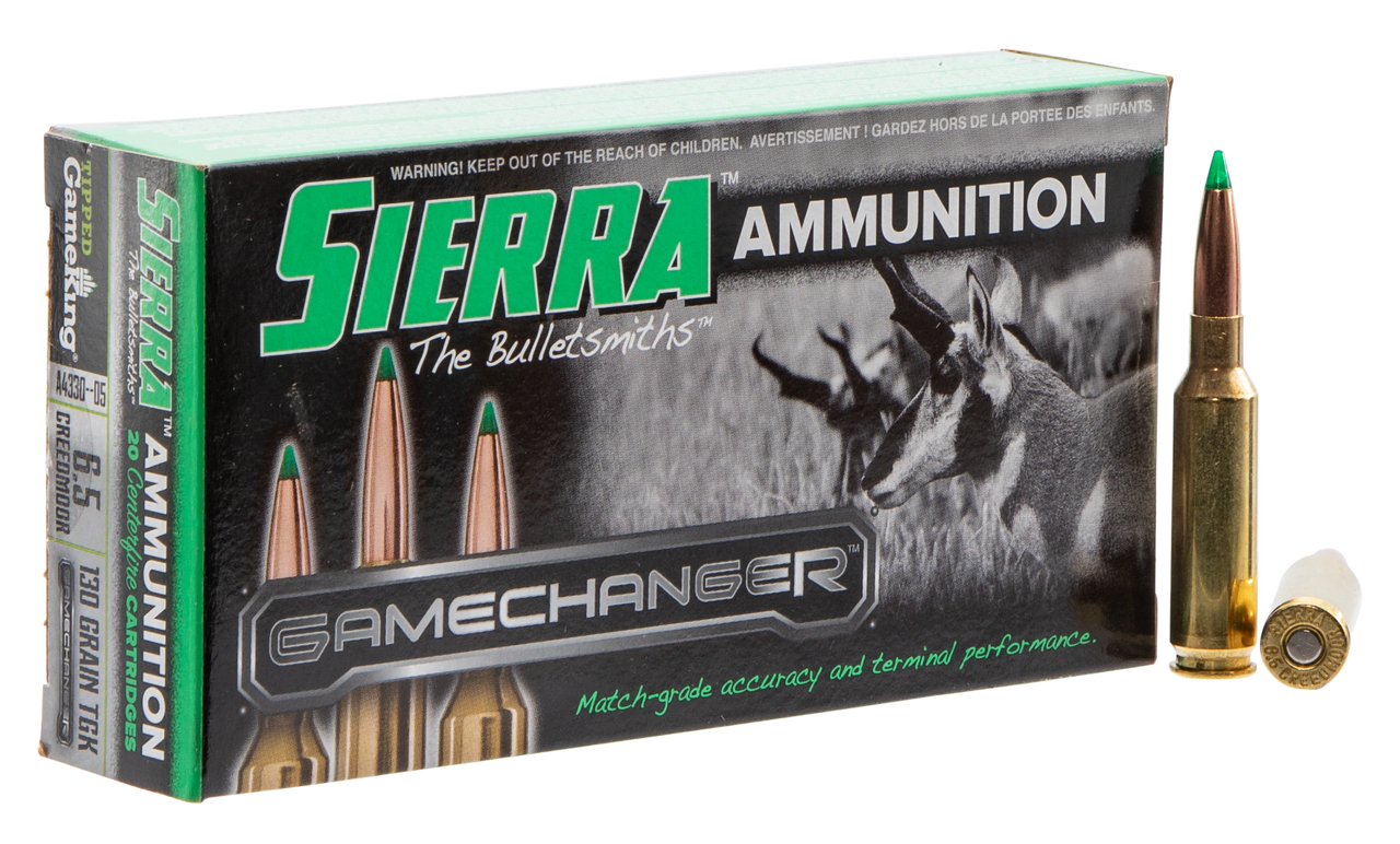 Close× Sierra Bullets, GameChanger, 6.5 Creedmoor, 130Gr, Tipped GameKing, 20rd Box