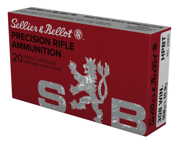 Sellier & Bellot Precision Rifle Ammo, 308 Winchester, 168gr, Boat Tail Hollow Point, 20rd Box