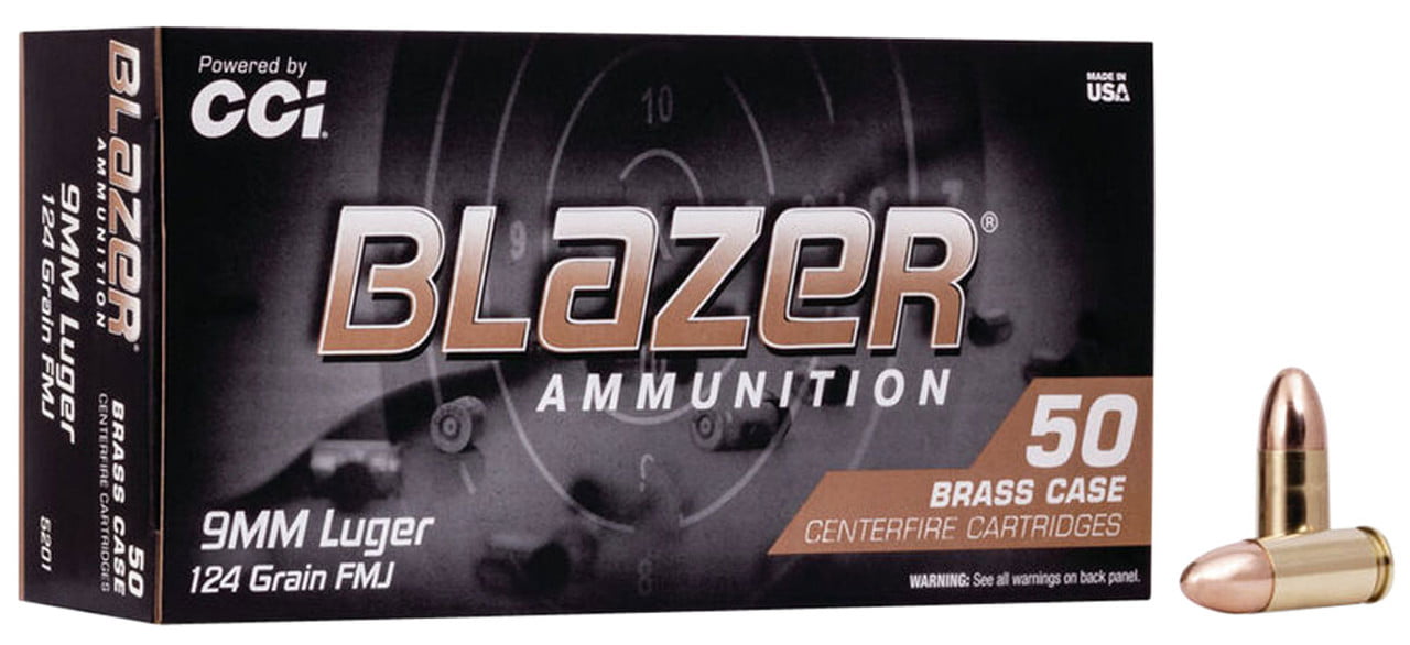 CCI Blazer Brass 9mm, 124gr, Full Metal Jacket, 50rd Box