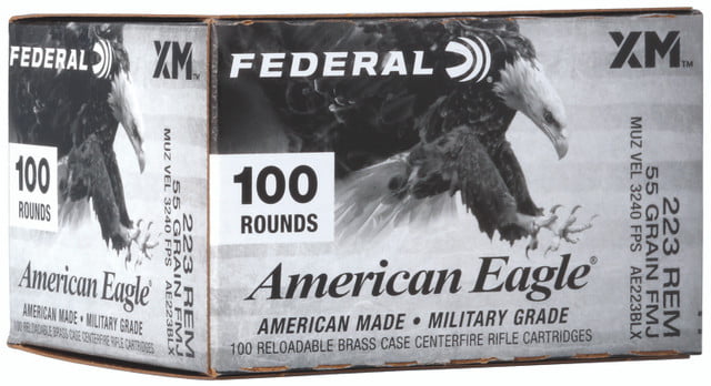 Federal American Eagle .223 Rem, 55gr, Full Metal Jacket Boat-Tail, 100rd Box