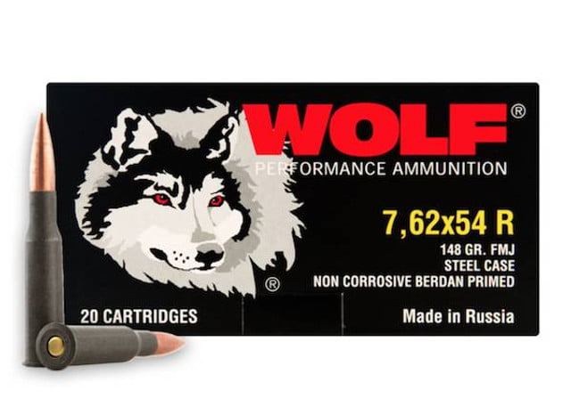 Wolf 7.62x54R, 148gr, Full Metal Jacket, Steel Case, 20rd